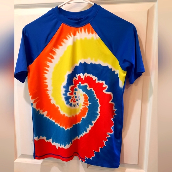 Lands End Boys Royal Blue and Tie Dye  Rashguard size L 10H-12H - Picture 2 of 8